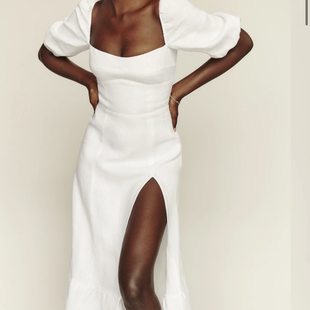 Reformation Belgium Linen Dress White